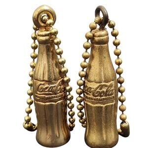 VTG COCA-COLA COKE KEYCHAINS (2) BRASS METAL KEY CHAIN FOB CRAFTS JEWLERY MAKING